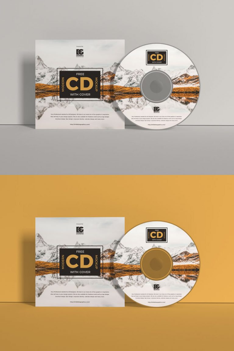 Download Free Front View Branding Cd Mockup With Cover - Free Mockup ZoneFree Mockup Zone