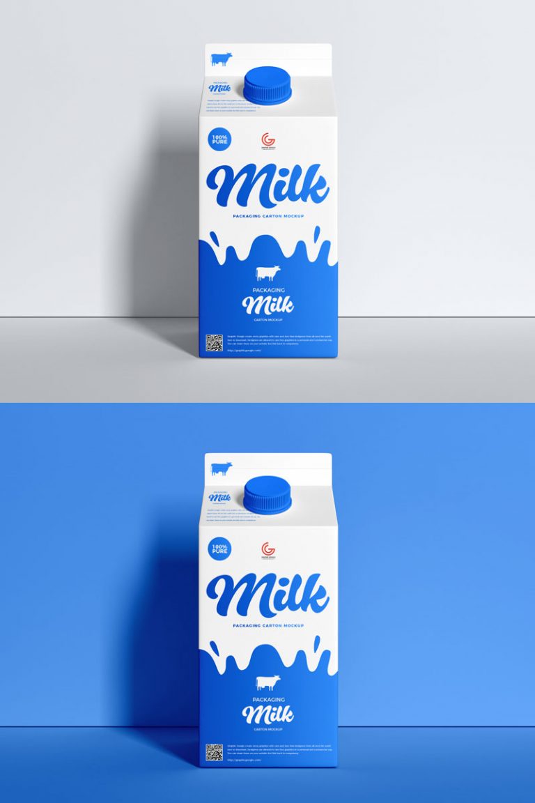 Download Free Milk Carton Packaging Mockup PSD - Free Mockup ZoneFree Mockup Zone
