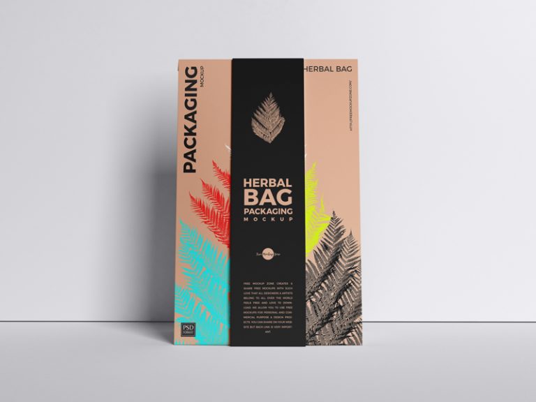 Download Free Front View Herbal Bag Packaging Mockup - Free Mockup ...