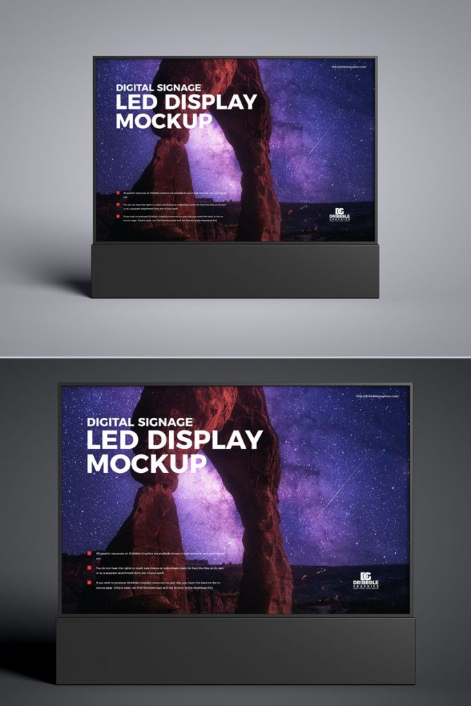 Free Advertising LED Display Banner Mockup PSD Free