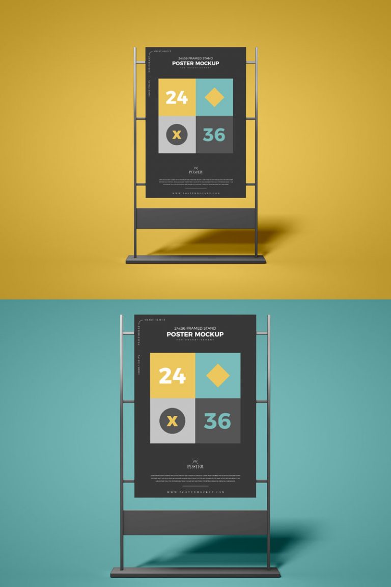 Download Free Front View Advertising Stand 24x36 Poster Mockup - Free Mockup ZoneFree Mockup Zone