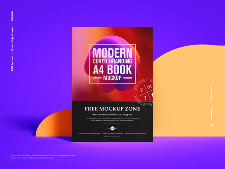 Free Modern Cover Branding A4 Book Mockup - Free Mockup Zone