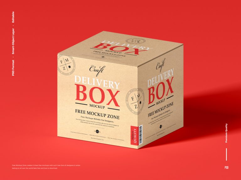 Free Craft Delivery Box Mockup - Free Mockup Zone