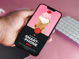 Free-Man-Showing-Smartphone-Mockup-600