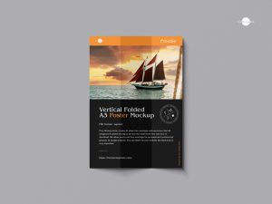 Free-Vertical-Folded-A3-Poster-Mockup