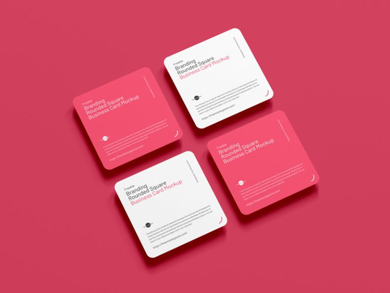 Free Branding Rounded Square Business Card Mockup - Free Mockup Zone