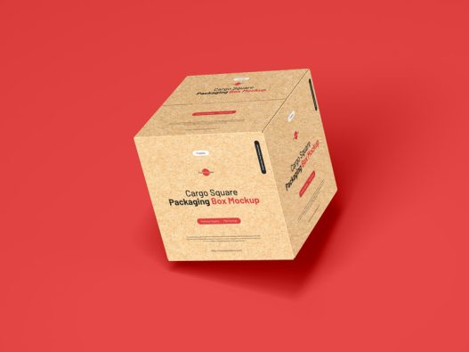Free Cargo Square Packaging Box Mockup - Free Mockup Zone