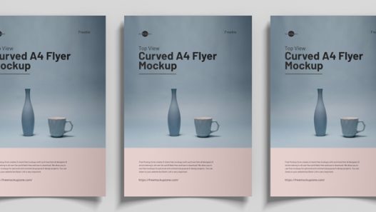 Free-Top-View-Curved-A4-Flyer-Mockup-300