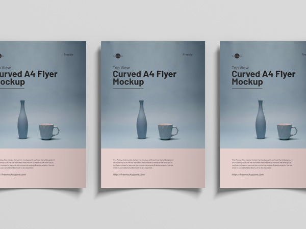 Free-Top-View-Curved-A4-Flyer-Mockup-300