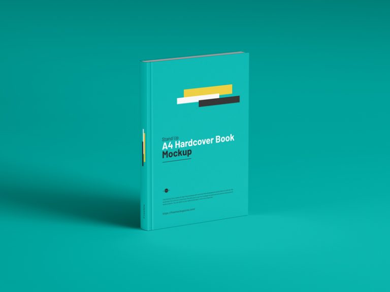 Free Stand Up A4 Hardcover Book Mockup - Free Mockup Zone