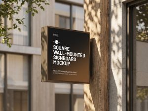 Free-Square-Wall-Mounted-Signboard-Mockup