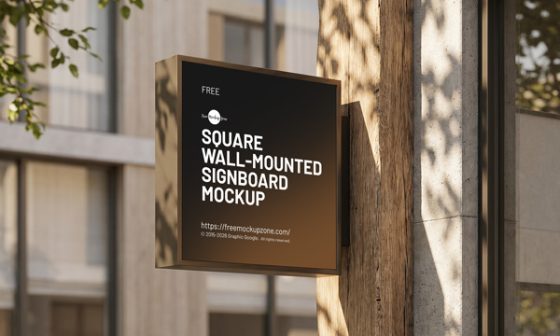 Free-Square-Wall-Mounted-Signboard-Mockup