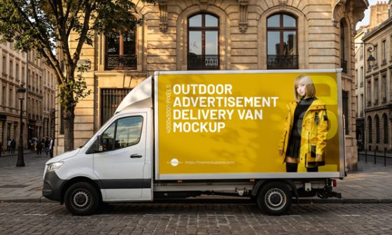 Free-Outdoor-Advertisement-Delivery-Van-Mockup